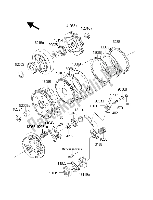 All parts for the Clutch of the Kawasaki KLF 300 2001