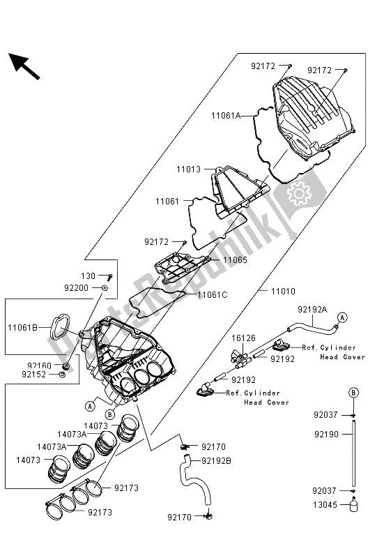 All parts for the Air Cleaner of the Kawasaki Z 1000 SX 2013