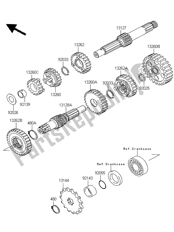 All parts for the Transmission of the Kawasaki KLX 110 2013