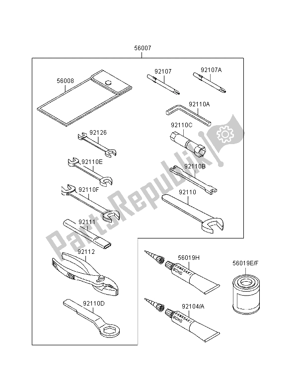Alle onderdelen voor de Eigenaars Tools van de Kawasaki EN 500 1997