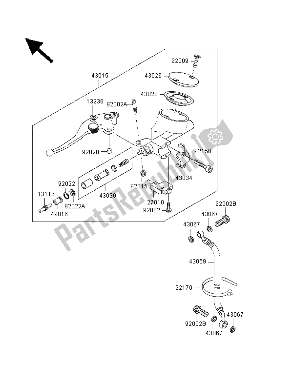 All parts for the Clutch Master Cylinder of the Kawasaki VN 1500 Classic 1998