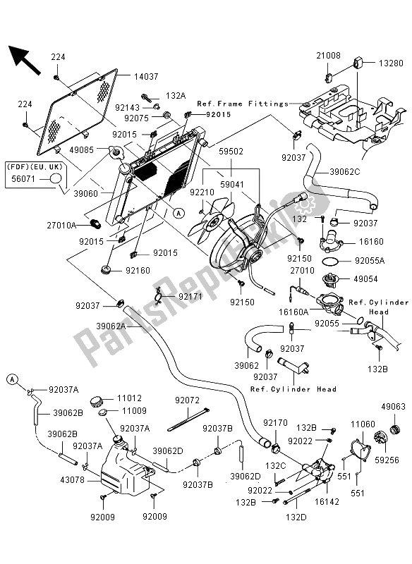 Tutte le parti per il Termosifone del Kawasaki KVF 650 4X4 2013