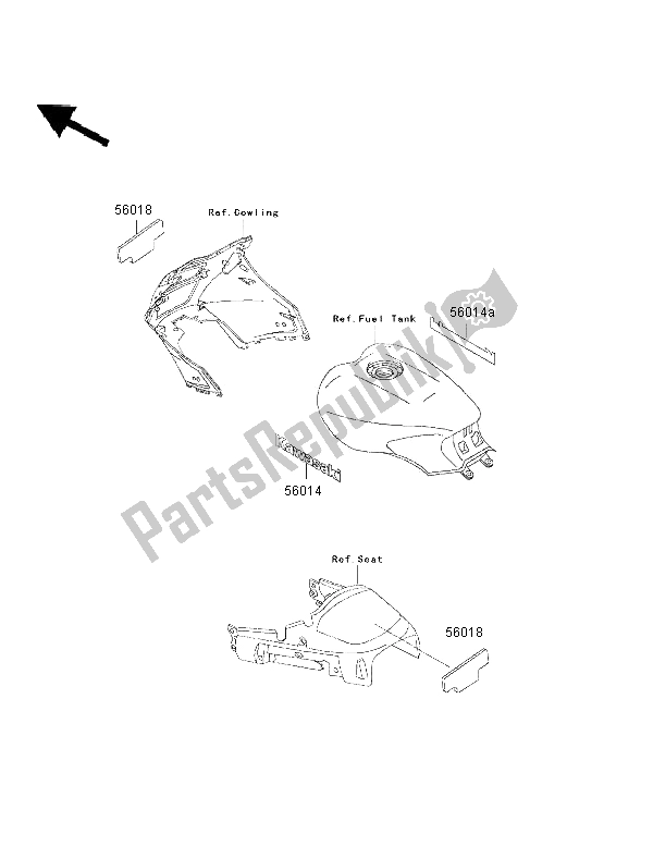 Todas as partes de Decalques do Kawasaki 1000 GTR 2002