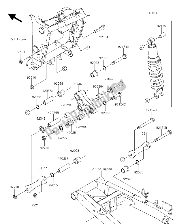 All parts for the Suspension & Shock Absorber of the Kawasaki Z 300 ABS 2015