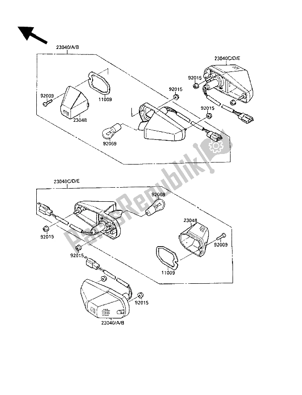 All parts for the Turn Signals (built On Type) of the Kawasaki GPX 750R 1989