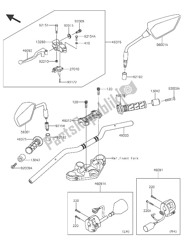 Todas las partes para Manillar de Kawasaki Z 300 2016