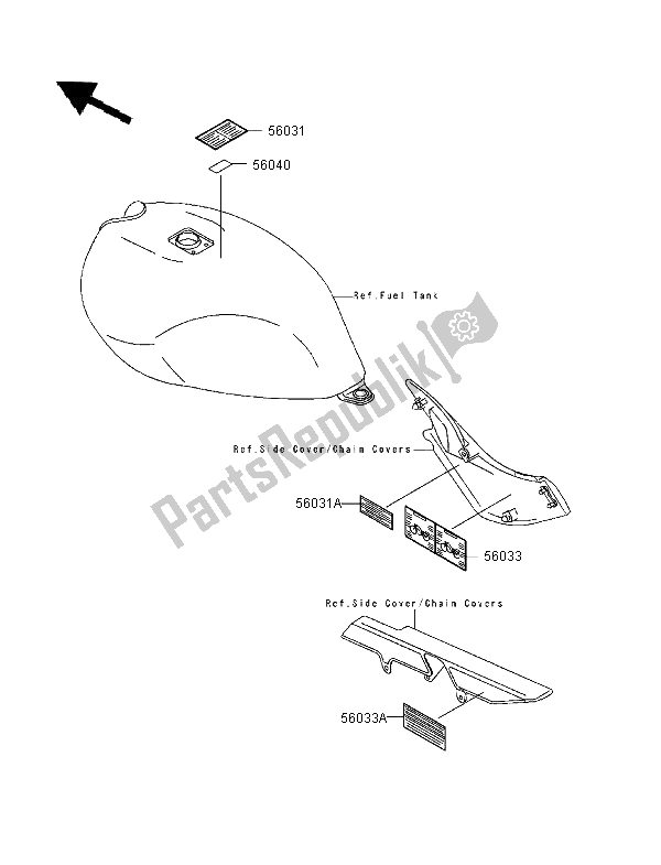 All parts for the Labels of the Kawasaki ER 5 500 1997