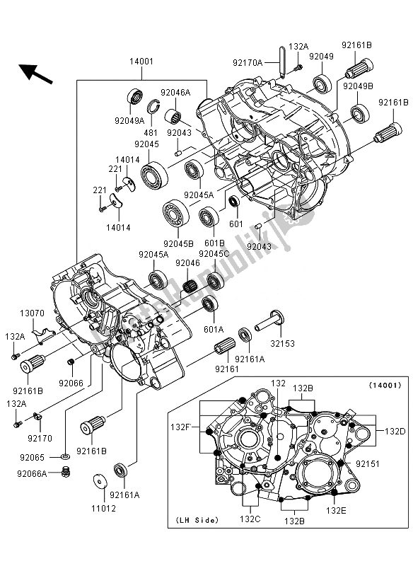 Todas las partes para Caja Del Cigüeñal de Kawasaki KVF 360 4X4 2010