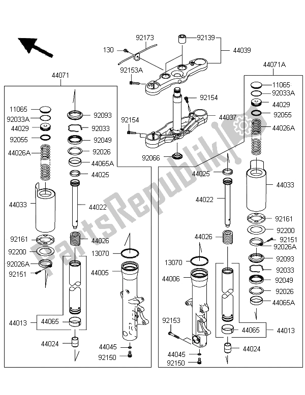 All parts for the Front Fork of the Kawasaki VN 1700 Voyager Custom ABS 2012