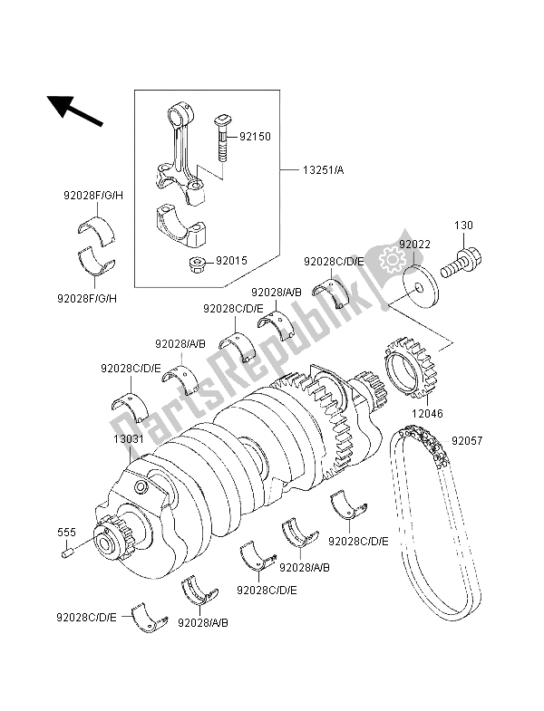 All parts for the Crankshaft of the Kawasaki ZZ R 1100 1998