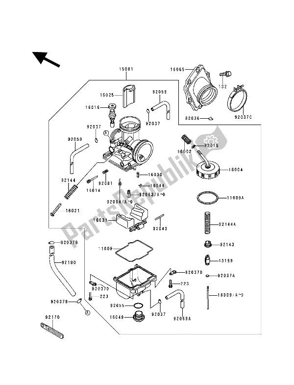 Tutte le parti per il Carburatore del Kawasaki KDX 200 1992