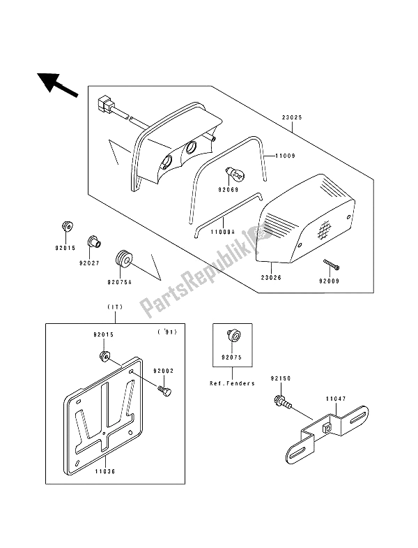 Tutte le parti per il Luci Posteriori) del Kawasaki Zephyr 550 1991