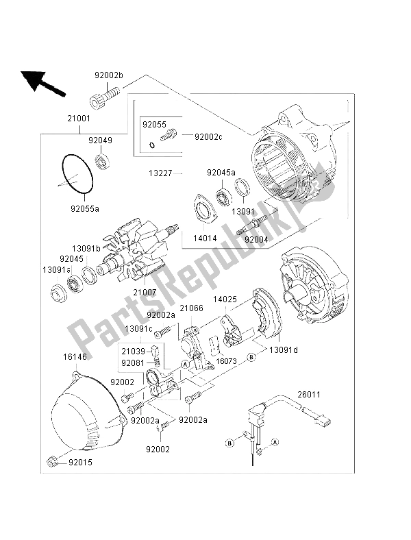 Alle onderdelen voor de Generator van de Kawasaki 1000 GTR 2002