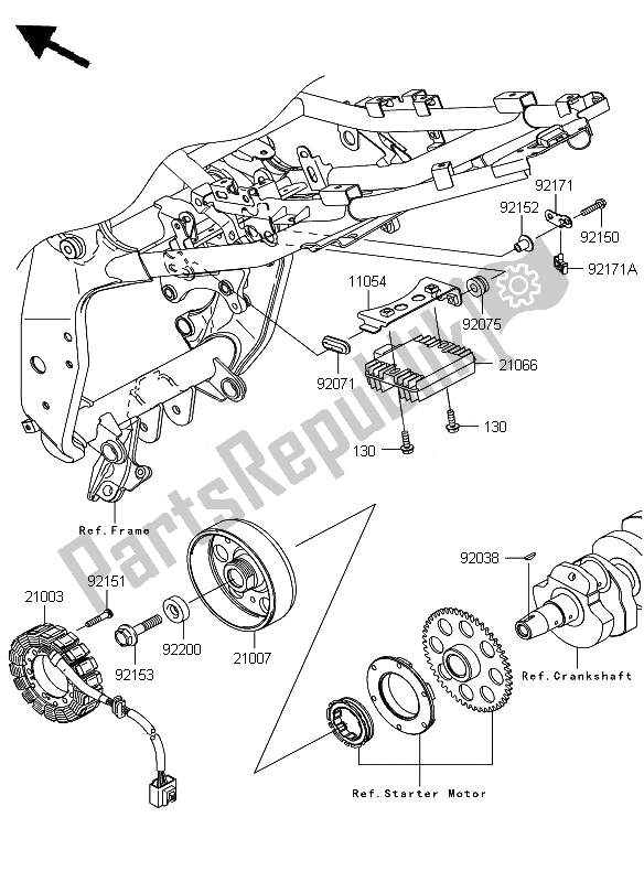 All parts for the Generator of the Kawasaki Z 1000 2007