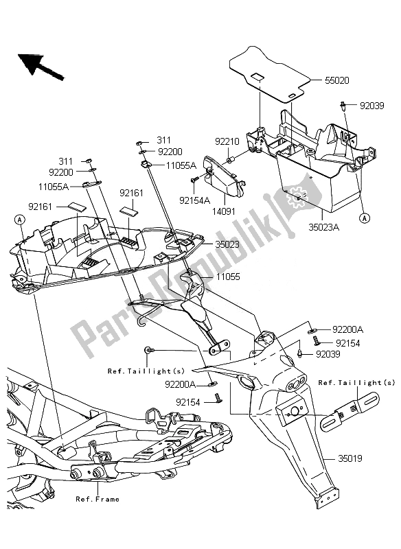 Toutes les pièces pour le Garde-boue Arrière du Kawasaki ER 6F 650 2011