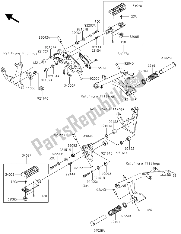Tutte le parti per il Poggiapiedi del Kawasaki Vulcan S 650 2015