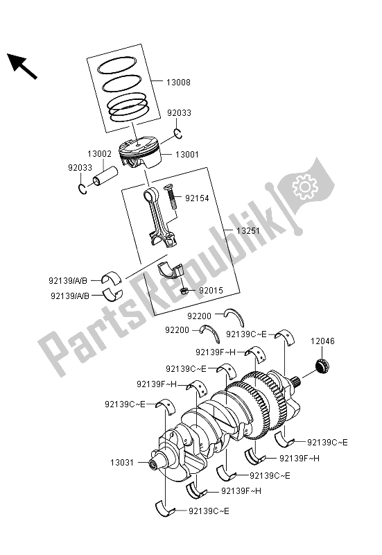 All parts for the Crankshaft & Piston(s) of the Kawasaki ZZR 1400 ABS 2013