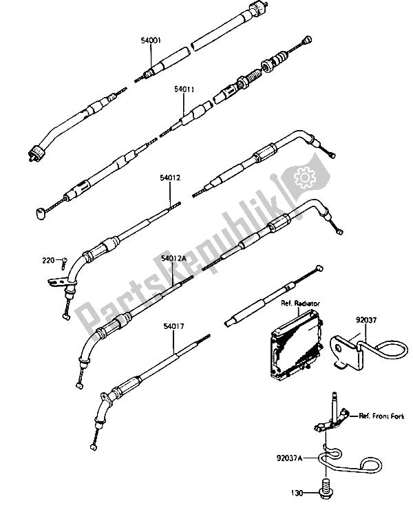 Tutte le parti per il Cavo del Kawasaki ZL 600 1986