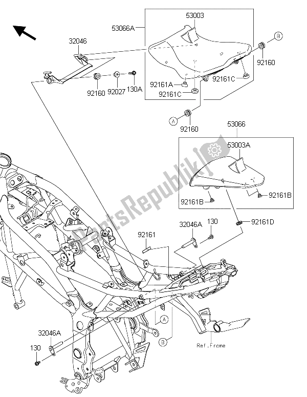 All parts for the Seat of the Kawasaki Ninja 250 SL ABS 2015