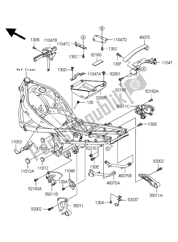 All parts for the Frame Fittings of the Kawasaki ZZR 600 2004