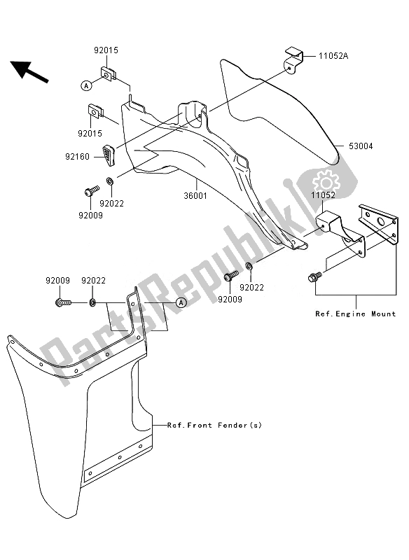 All parts for the Side Covers of the Kawasaki KVF 360 4X4 2007