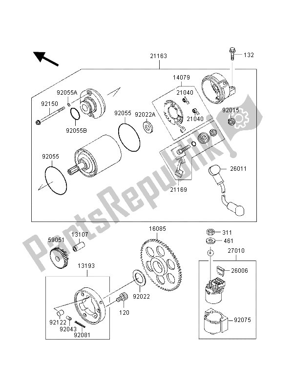 Wszystkie części do Rozrusznik Kawasaki ZZ R 600 1998