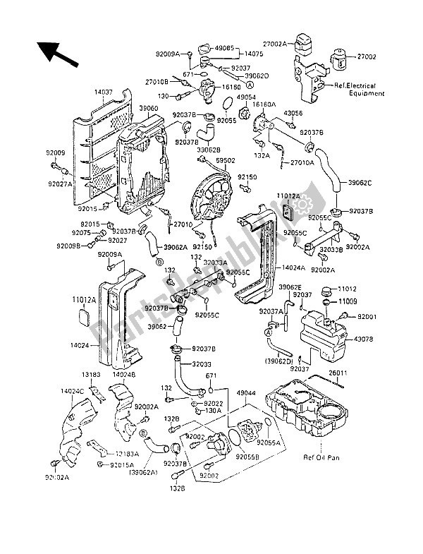 Toutes les pièces pour le Radiateur du Kawasaki ZL 1000 1988