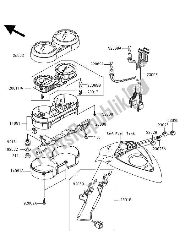 Toutes les pièces pour le Mètre du Kawasaki VN 1600 Mean Streak 2007