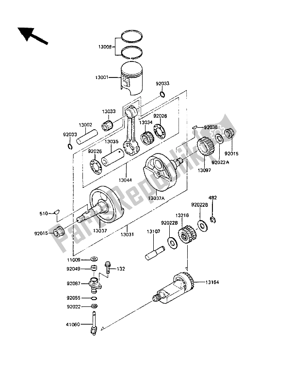 All parts for the Crankshaft & Piston(s) of the Kawasaki KMX 125 1987