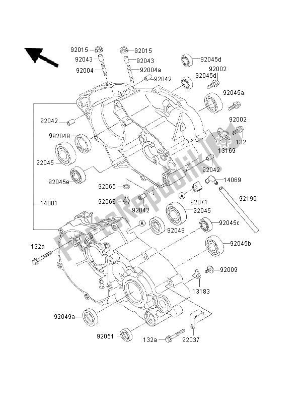 All parts for the Crankcase of the Kawasaki KX 85 LW 2001