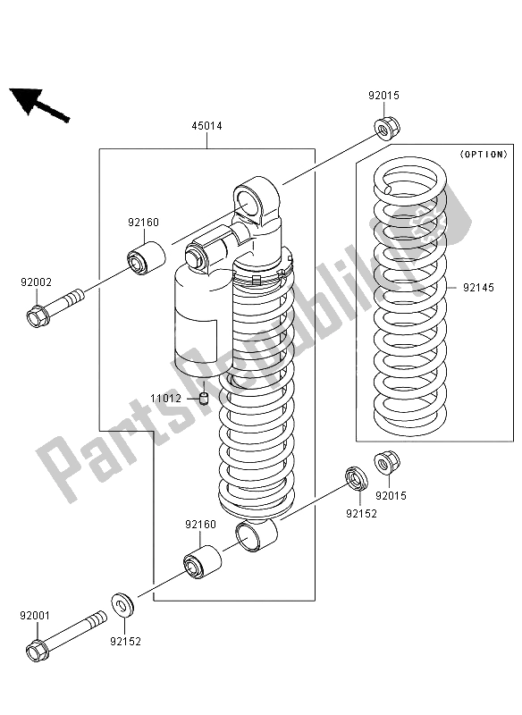 Toutes les pièces pour le Amortisseur du Kawasaki KVF 650 4X4 2006