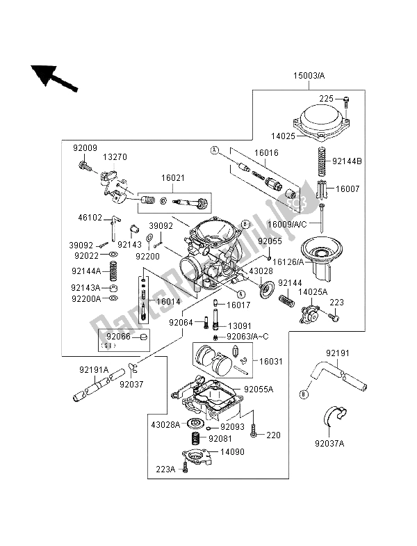 All parts for the Carburetor of the Kawasaki VN 1500 Classic 1996