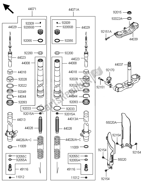 Tutte le parti per il Forcella Anteriore del Kawasaki KX 85 SW 2014