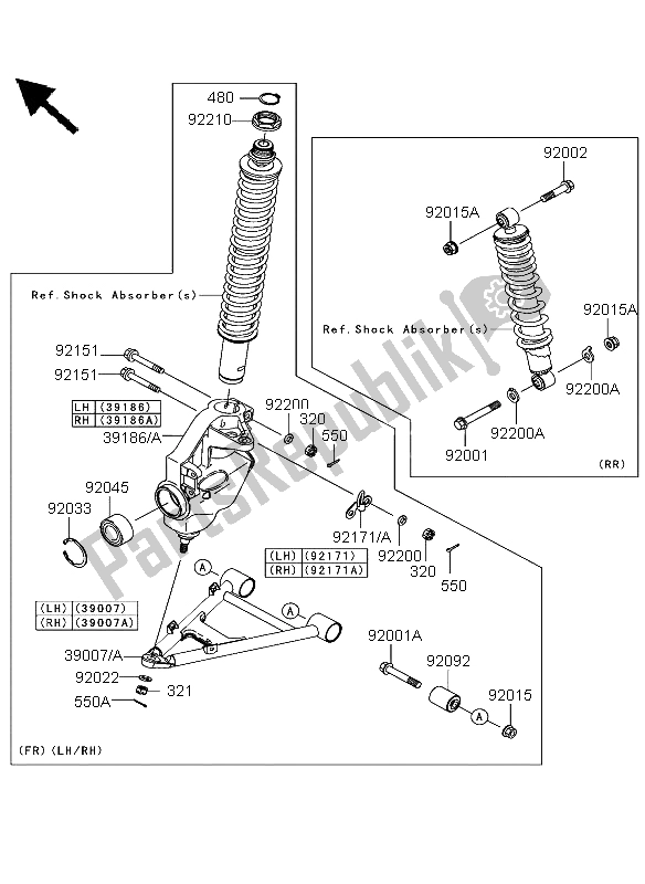 Toutes les pièces pour le Suspension du Kawasaki KVF 360 2003