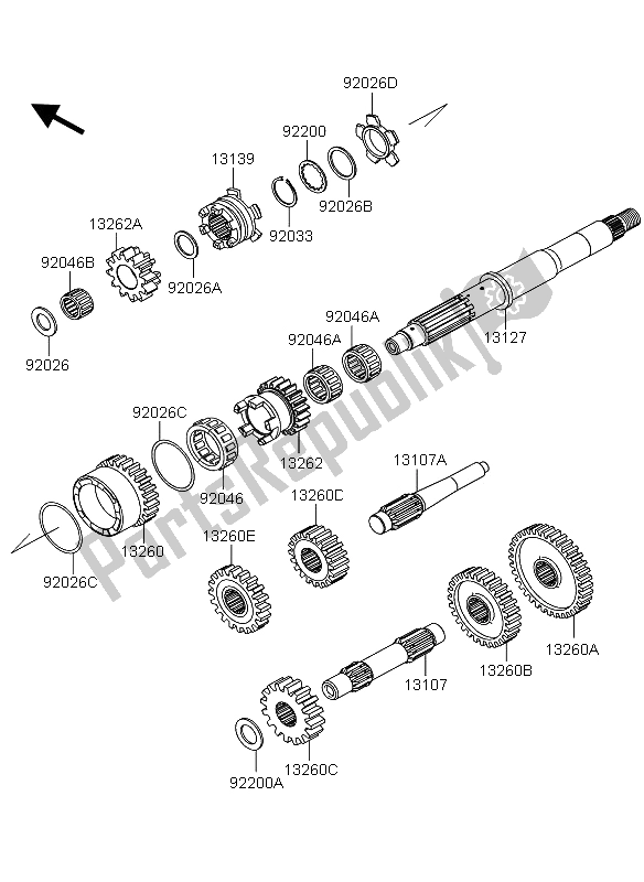 Wszystkie części do Przenoszenie Kawasaki KVF 360 4X4 2008