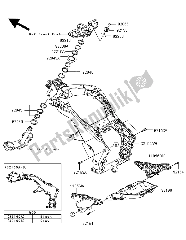 Toutes les pièces pour le Cadre du Kawasaki Z 1000 SX 2012