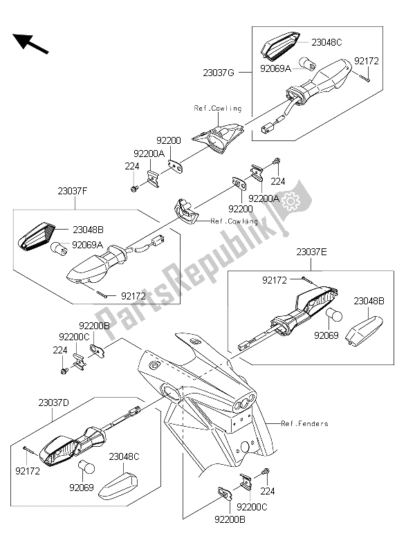 All parts for the Turn Signals of the Kawasaki Z 800 ABS 2015