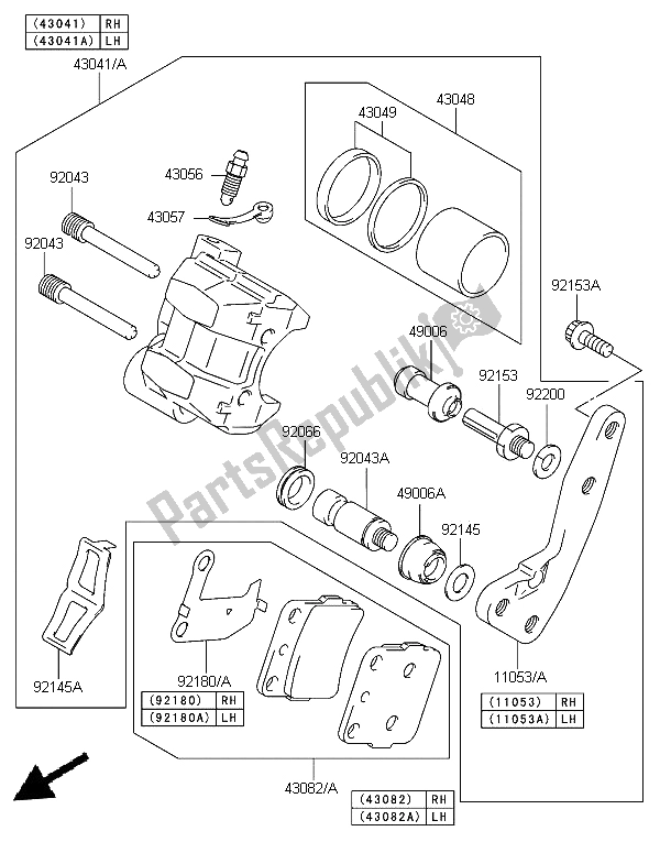All parts for the Front Brake of the Kawasaki KFX 400 2006