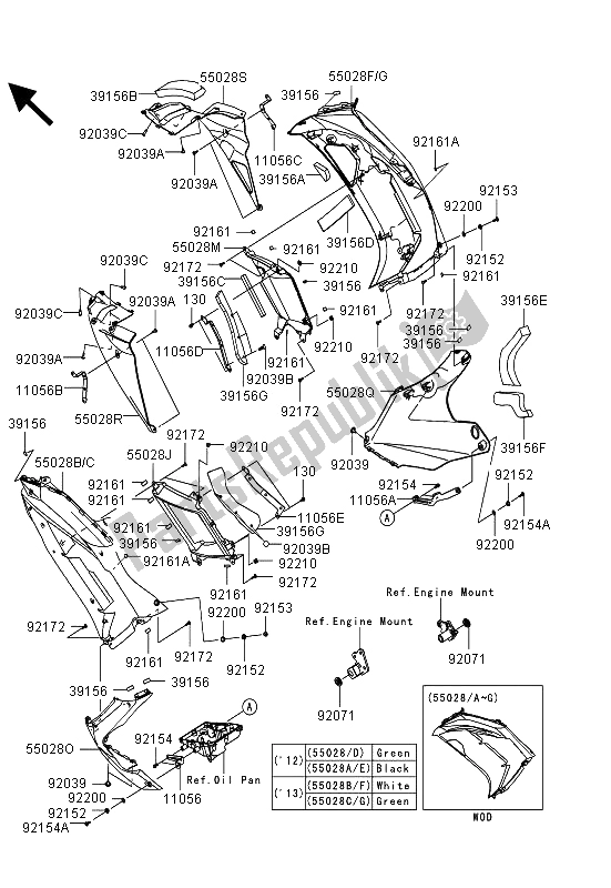 All parts for the Cowling Lowers of the Kawasaki ER 6F ABS 650 2013