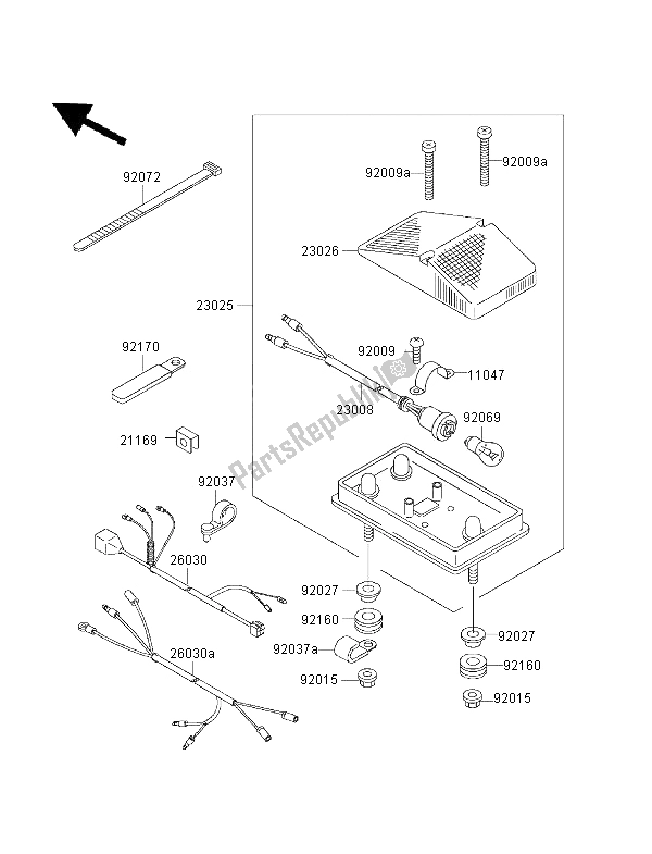 All parts for the Taillight of the Kawasaki KLX 650R 2001