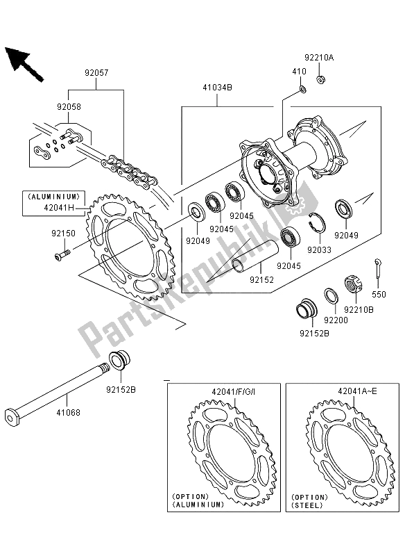 All parts for the Rear Hub of the Kawasaki KLX 450R 2012