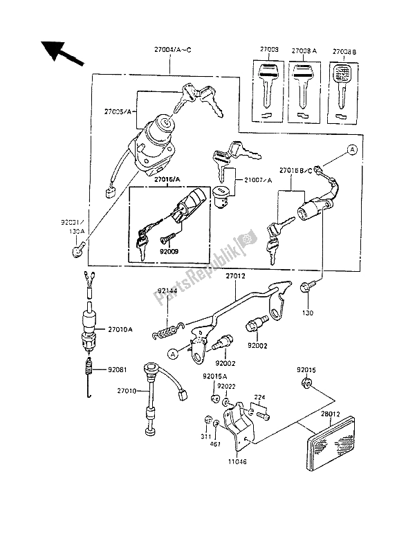 Tutte le parti per il Interruttore Di Accensione del Kawasaki KMX 125 1987