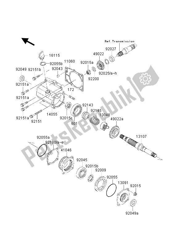 Todas las partes para Engranaje Cónico Delantero de Kawasaki KVF 300 2001