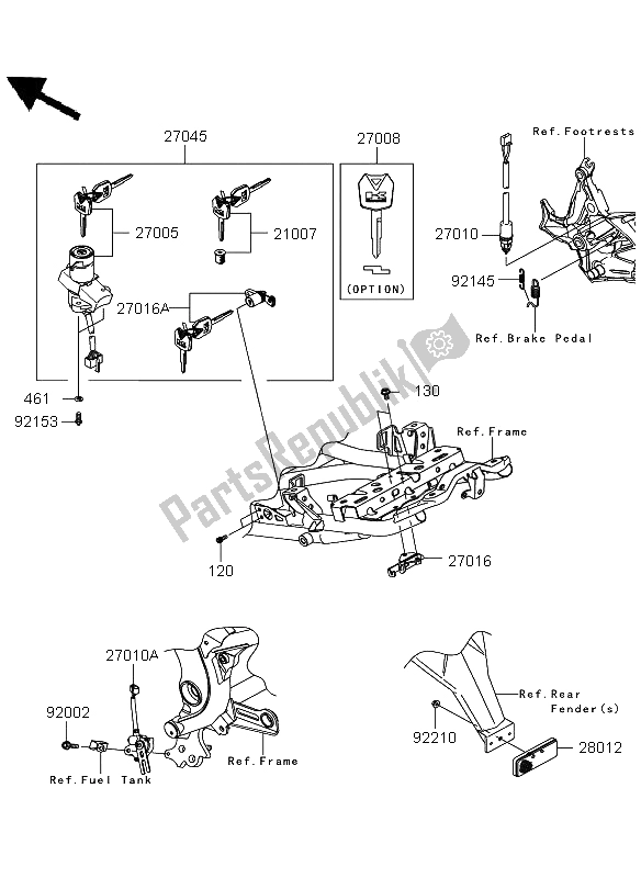 Alle onderdelen voor de Contactschakelaar van de Kawasaki Versys ABS 650 2012