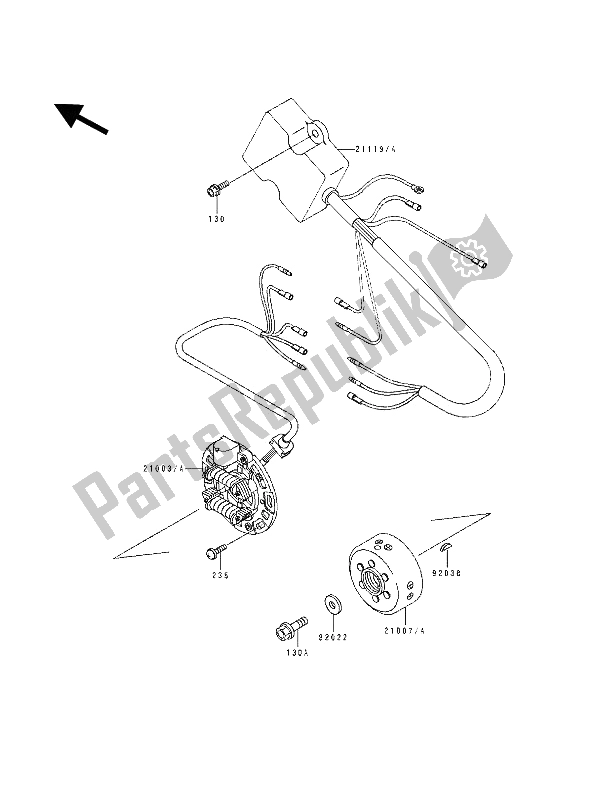 All parts for the Generator of the Kawasaki KX 125 1991
