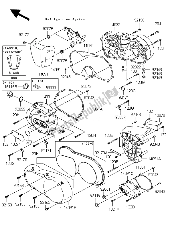 Toutes les pièces pour le Couvercles De Moteur du Kawasaki VN 900 Custom 2007