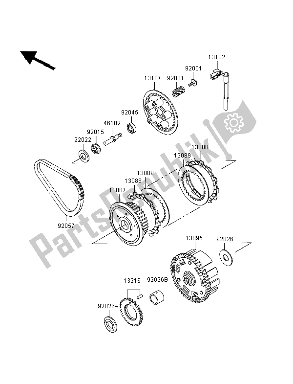 All parts for the Clutch of the Kawasaki ER 500 1998