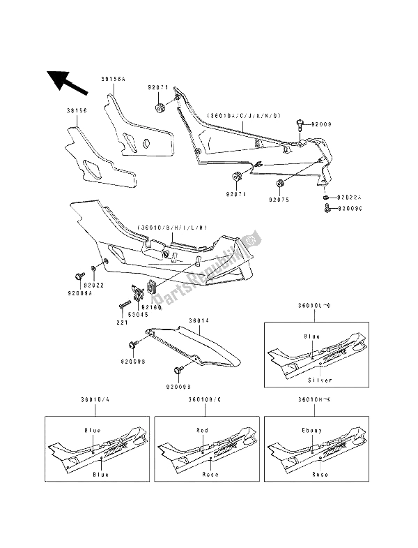 All parts for the Side Cover of the Kawasaki ZZ R 600 1991