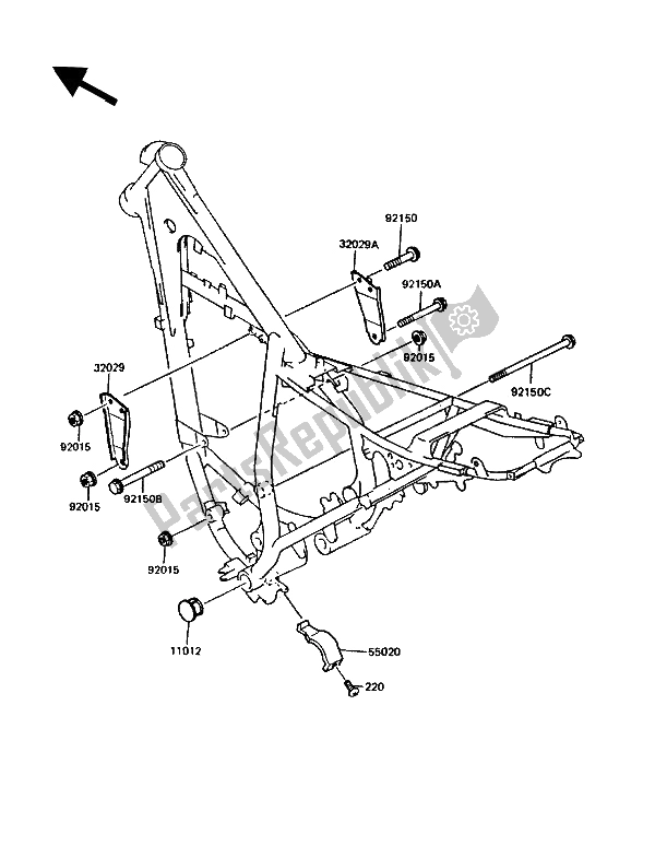 All parts for the Frame Fittings of the Kawasaki KMX 125 1990