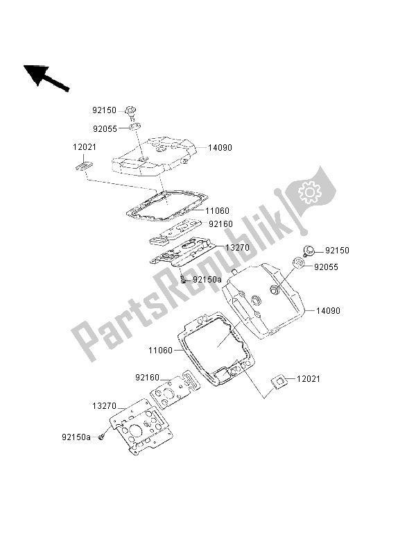 All parts for the Cylinder Head Cover of the Kawasaki VN 800 Drifter 2002